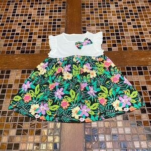 First Impressions Plaid Tropical Girls Dress